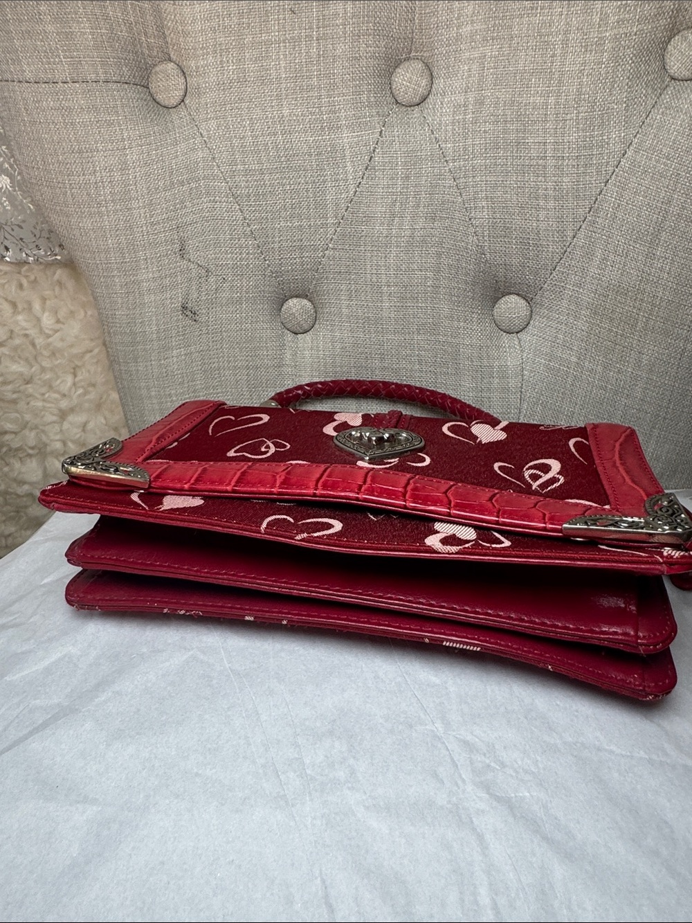 Brighton Red vantage Heart-Print Top-Handle Satchel - Picture 5 of 5
